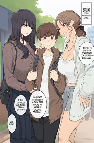 [Wakamatsu] Keitai Choushin Onee-san-tachi ni Ryougawa kara Press Sarete Nigerarenai Sex | Sexo Donde Estoy Atrapado Entre Onee-sans Altas Y Tetonas Y Sin Poder Escapar [Spanish]